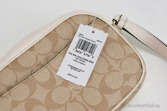 Coach (C9926) Jamie Mini Khaki Chalk Coated Canvas Camera Crossbody Handbag